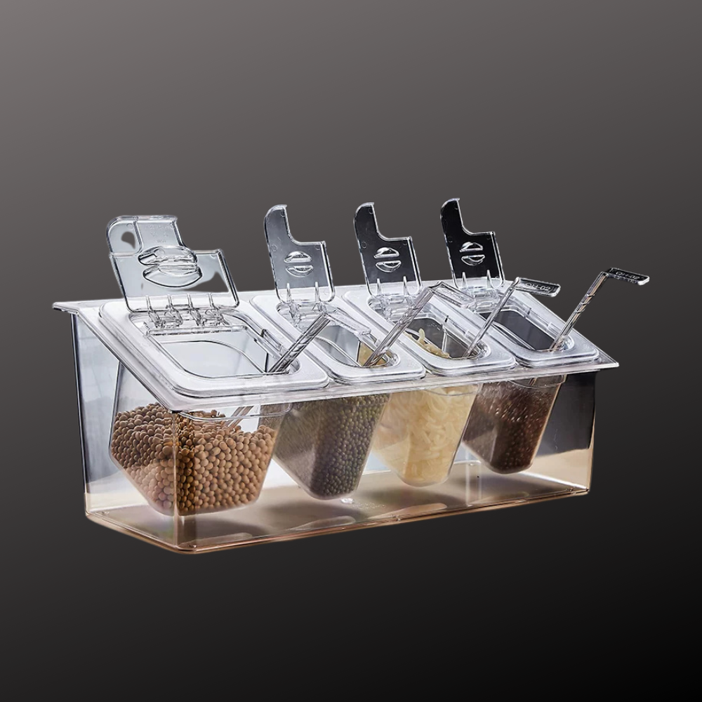 Topping Station w. 3x1/9 Food Pan & 1x1/6 Food Pan