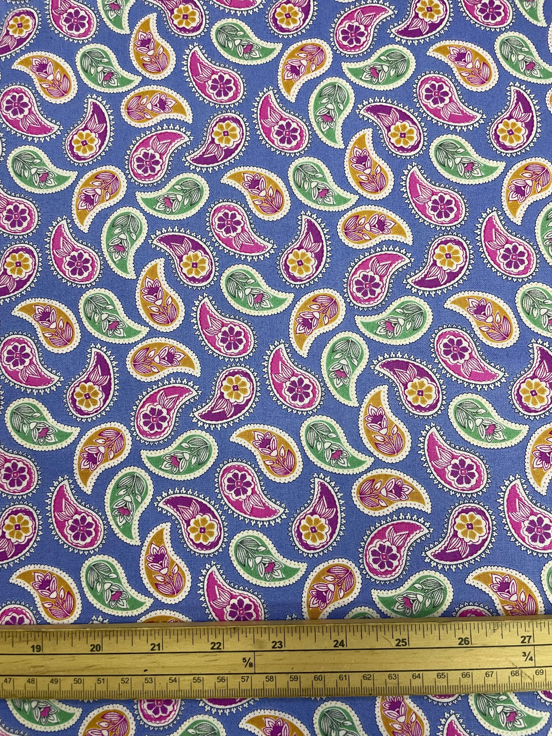 Lilac / Blue  Paisley - 100% Cotton