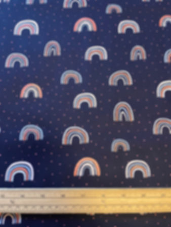 Metallic Rainbows Navy  - 100% Cotton