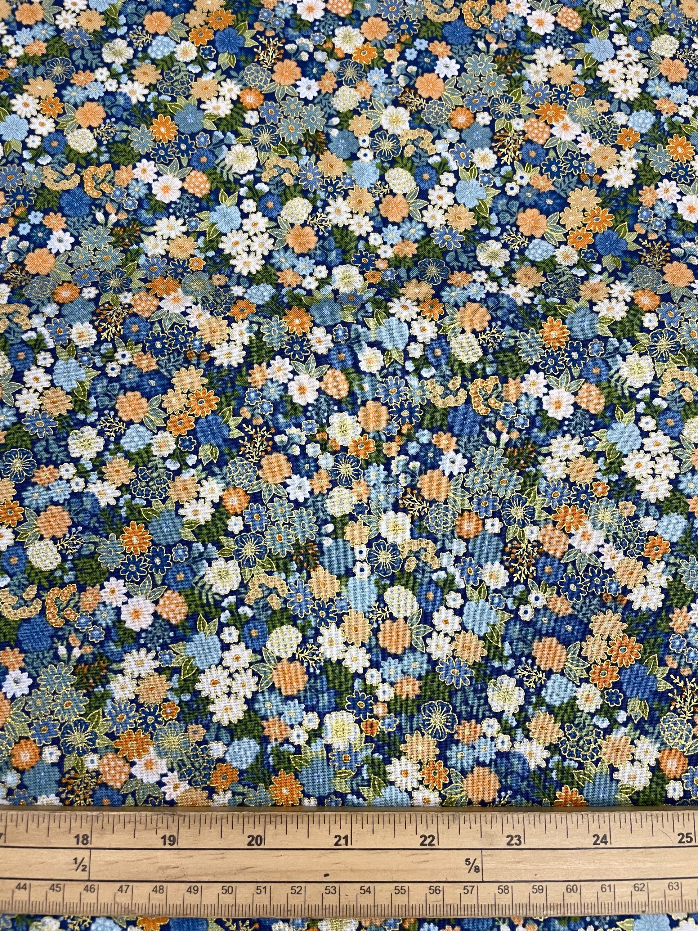 Luxe Mini Floral Blue - 100% Cotton