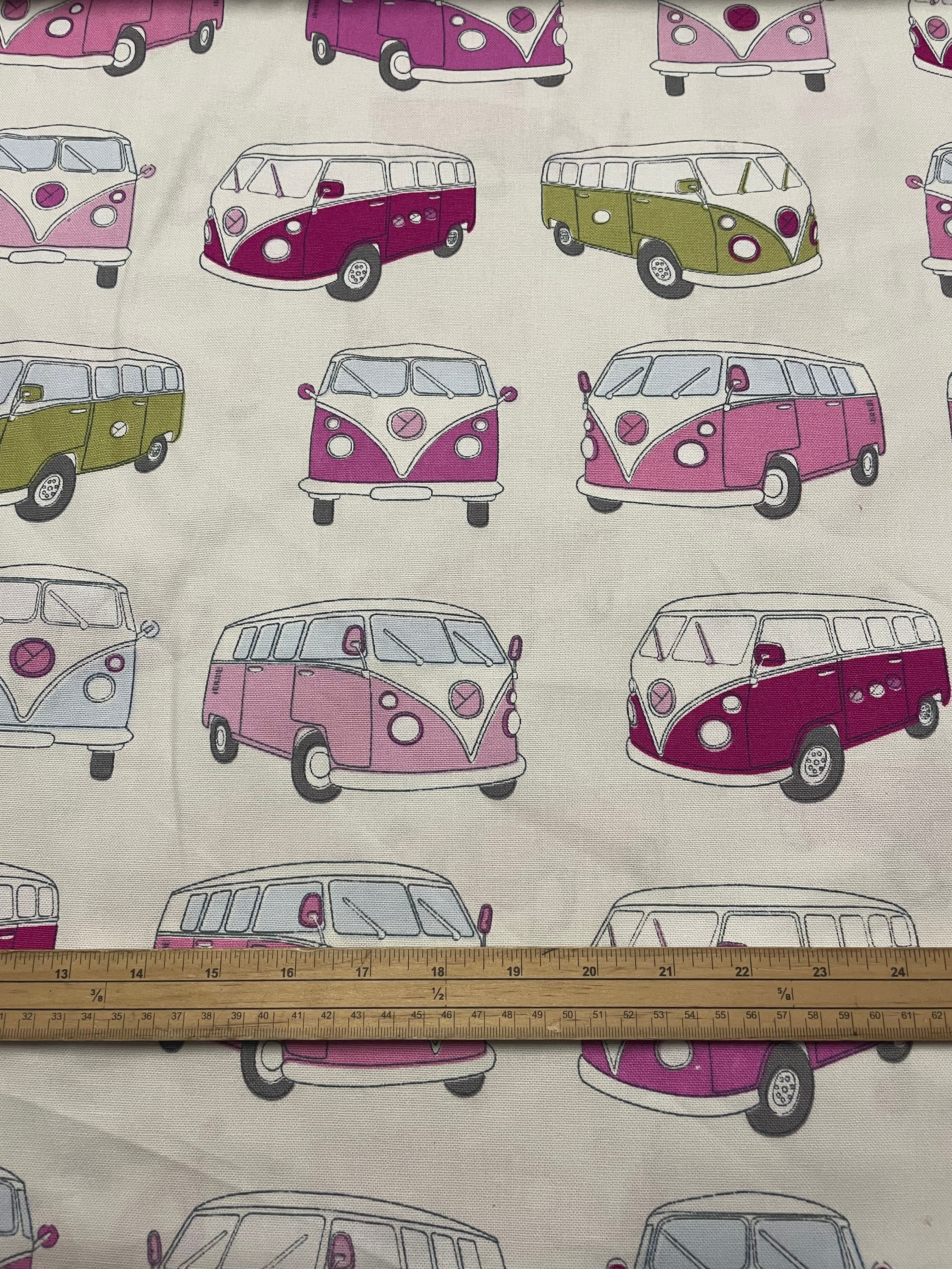 Cotton Canvas Camper Vans (extra wide)   - 100% Cotton