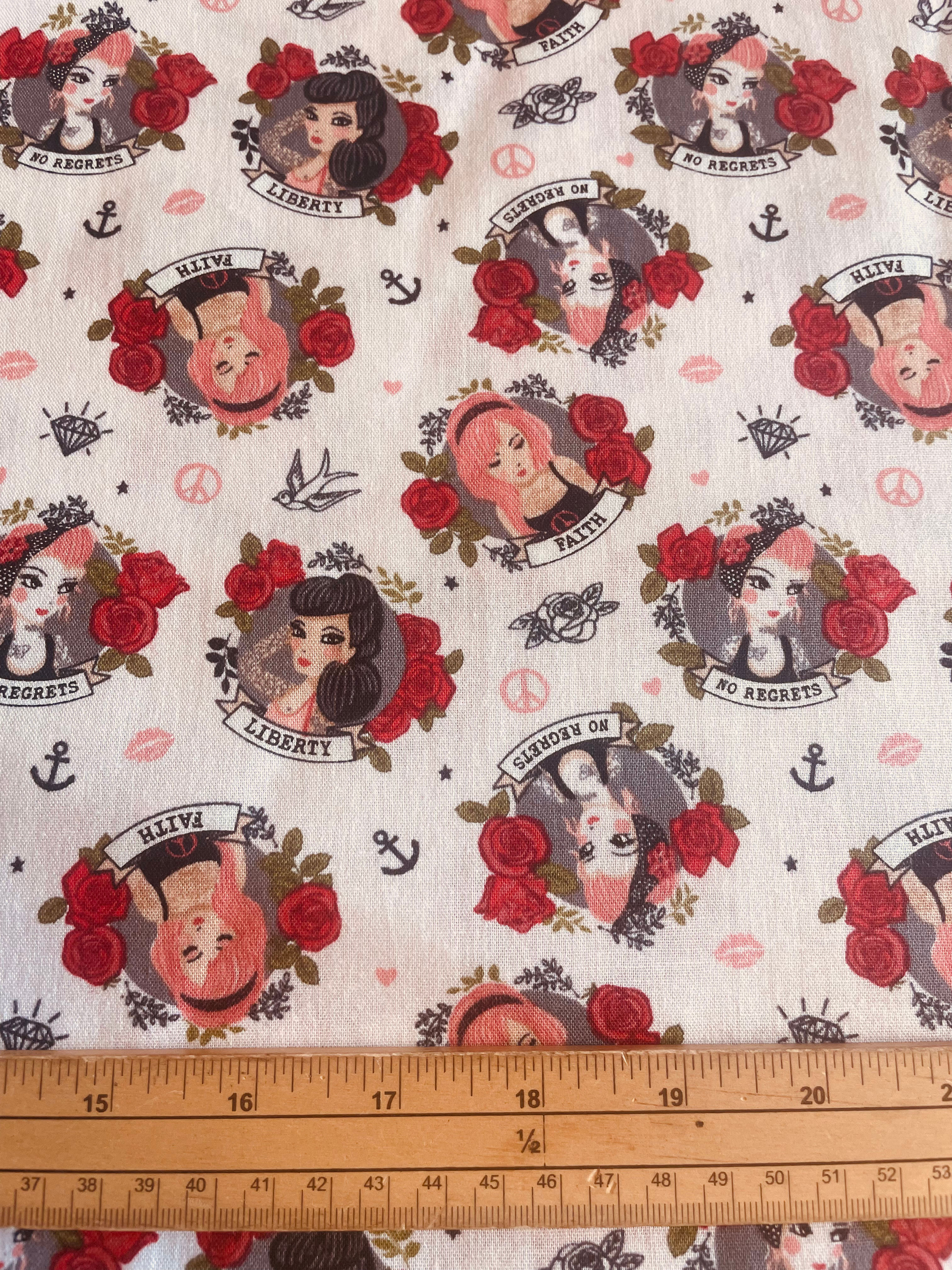 Tattoo Ladies On Light Peach - 100% Cotton