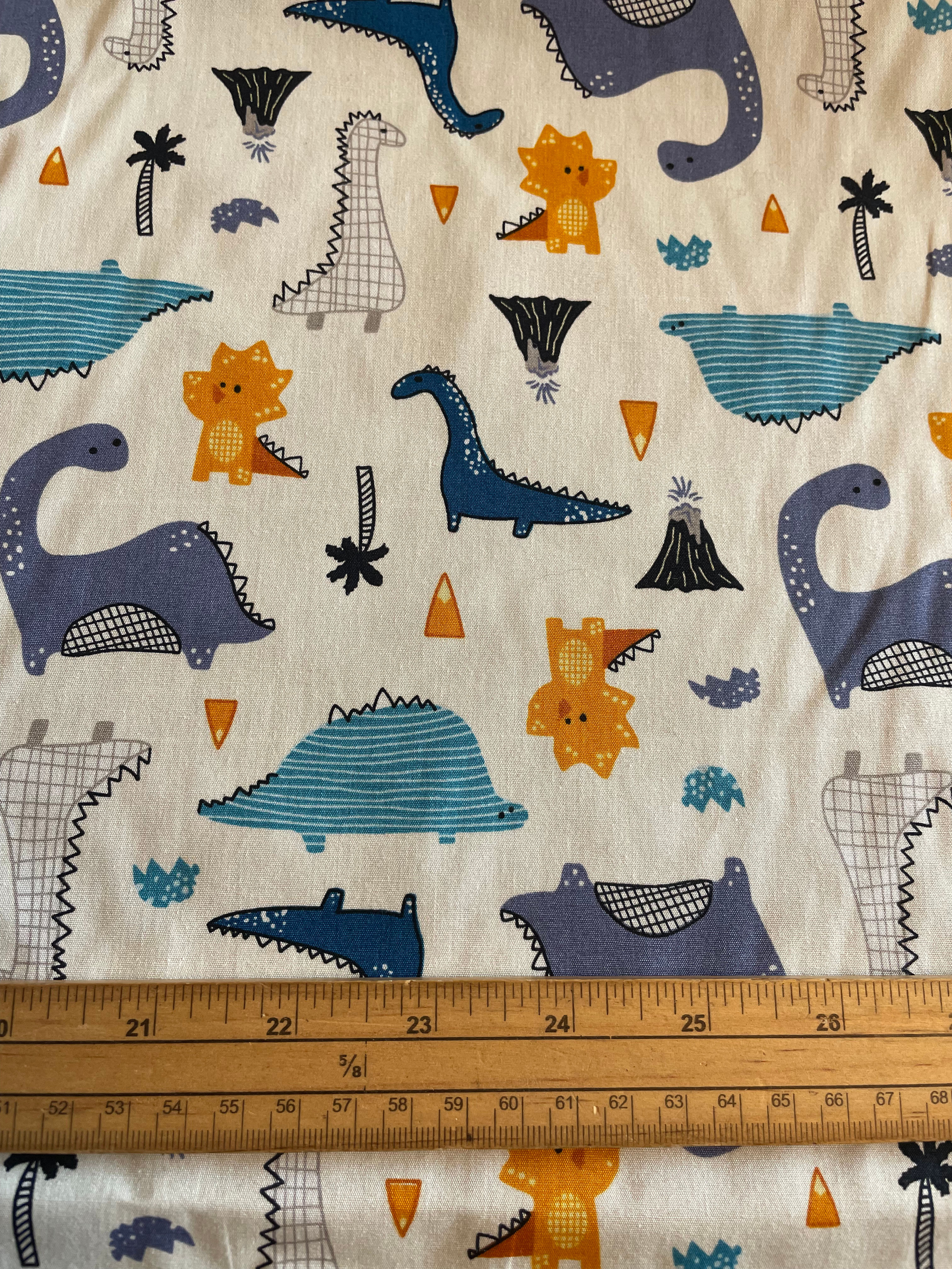 Dinosaurs & Volcanoes On Cream - Rose & Hubble - 100% Cotton