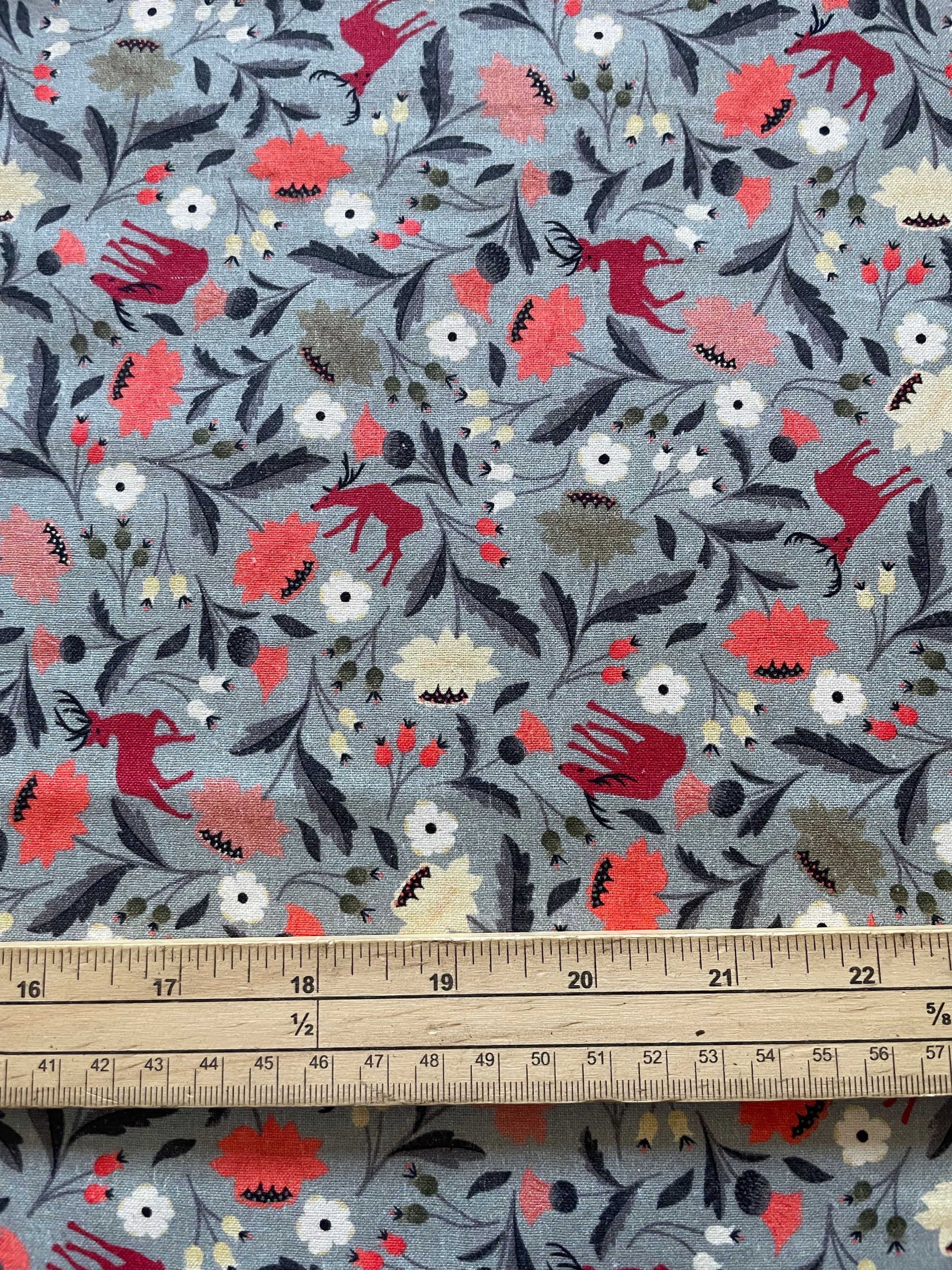 Highland Stags & Thistles Grey - 100% Cotton