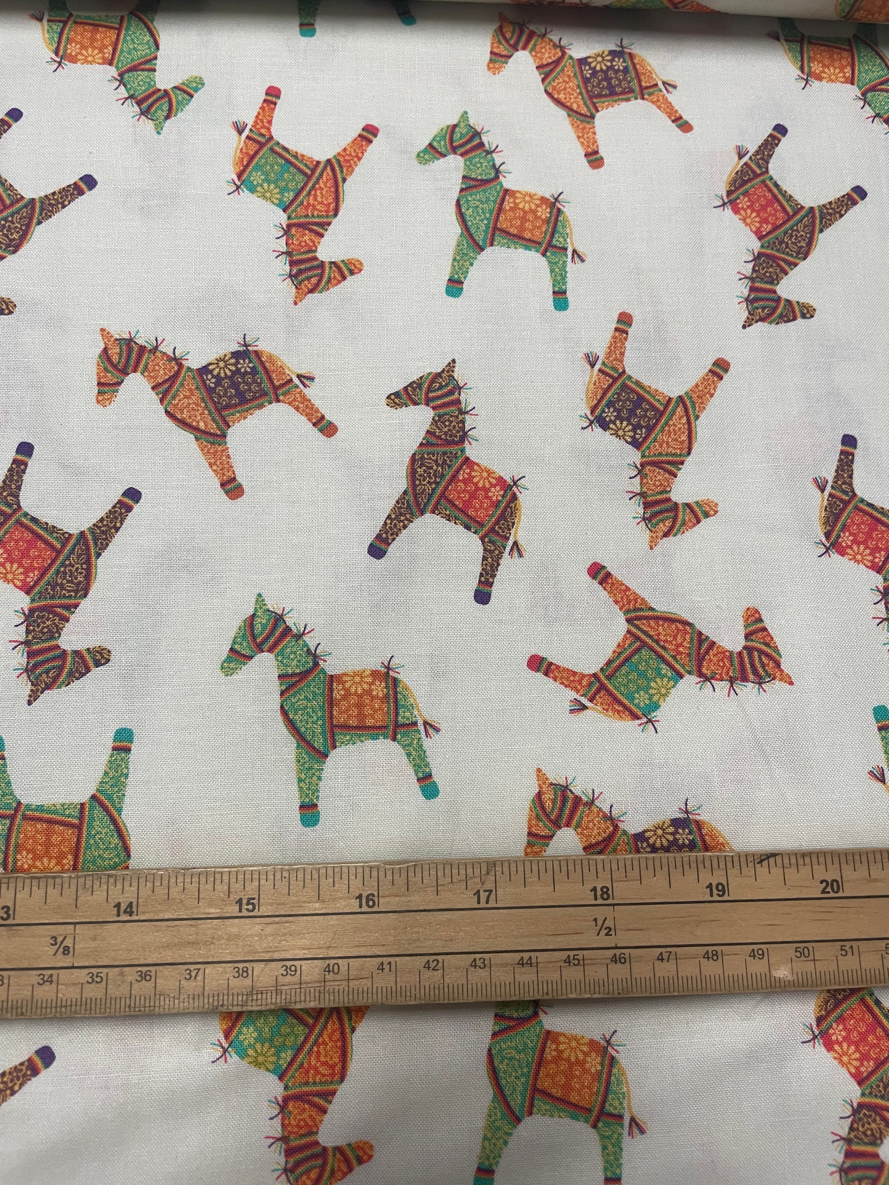 New Delhi Horses by Debbie Shore  - 100% Cotton