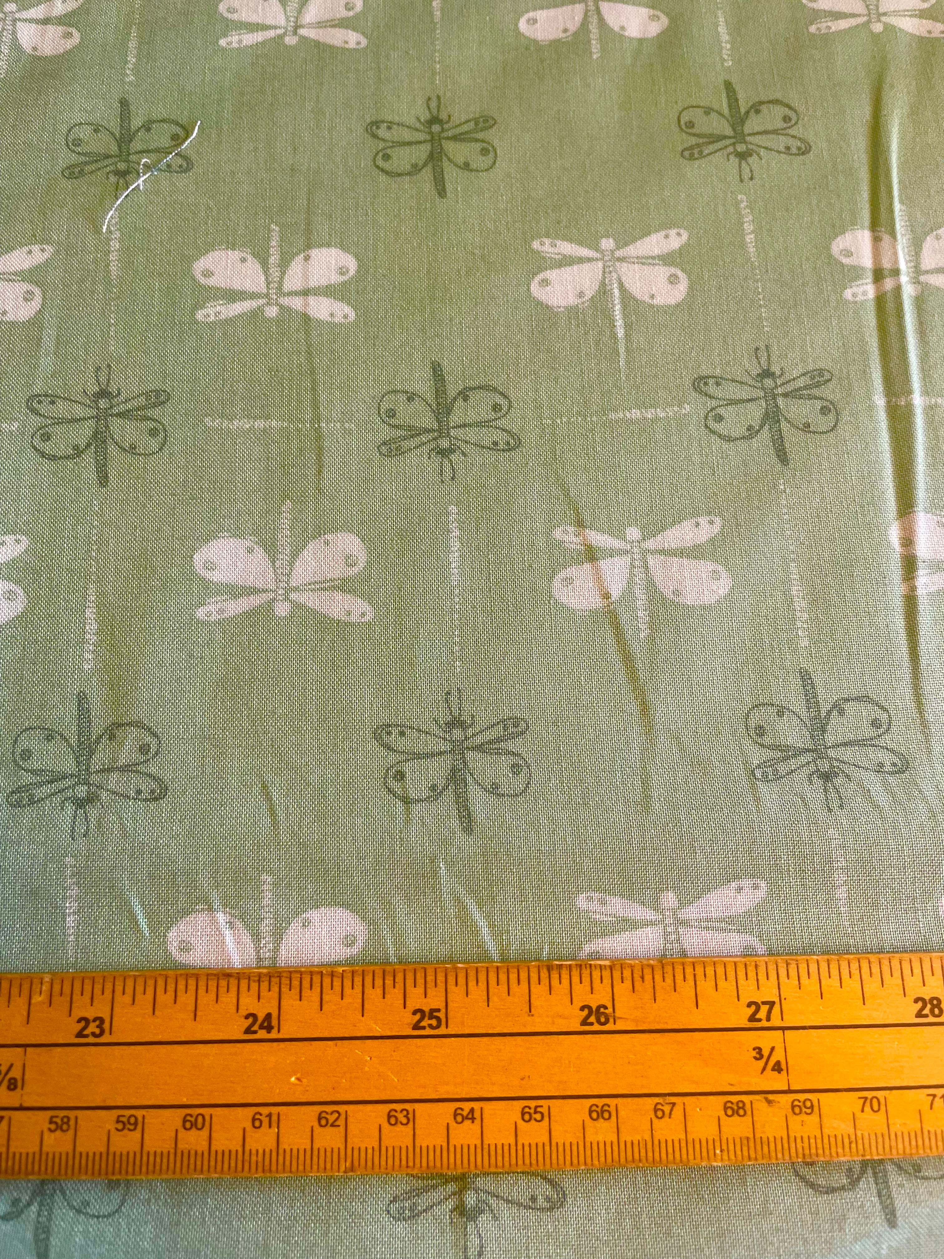 Dragonfly Daze On Sage - 100% Cotton