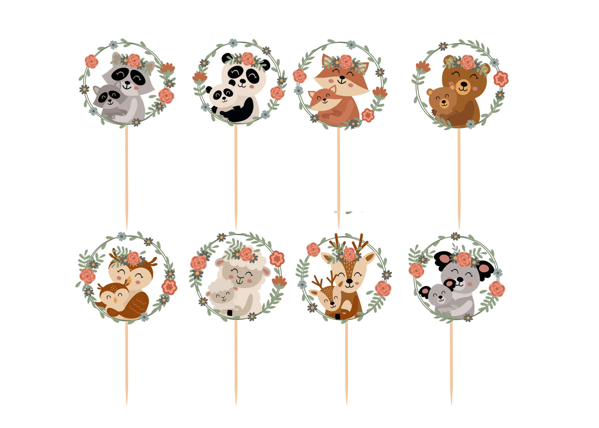 Mama Creatures Wreath Cupcake Toppers