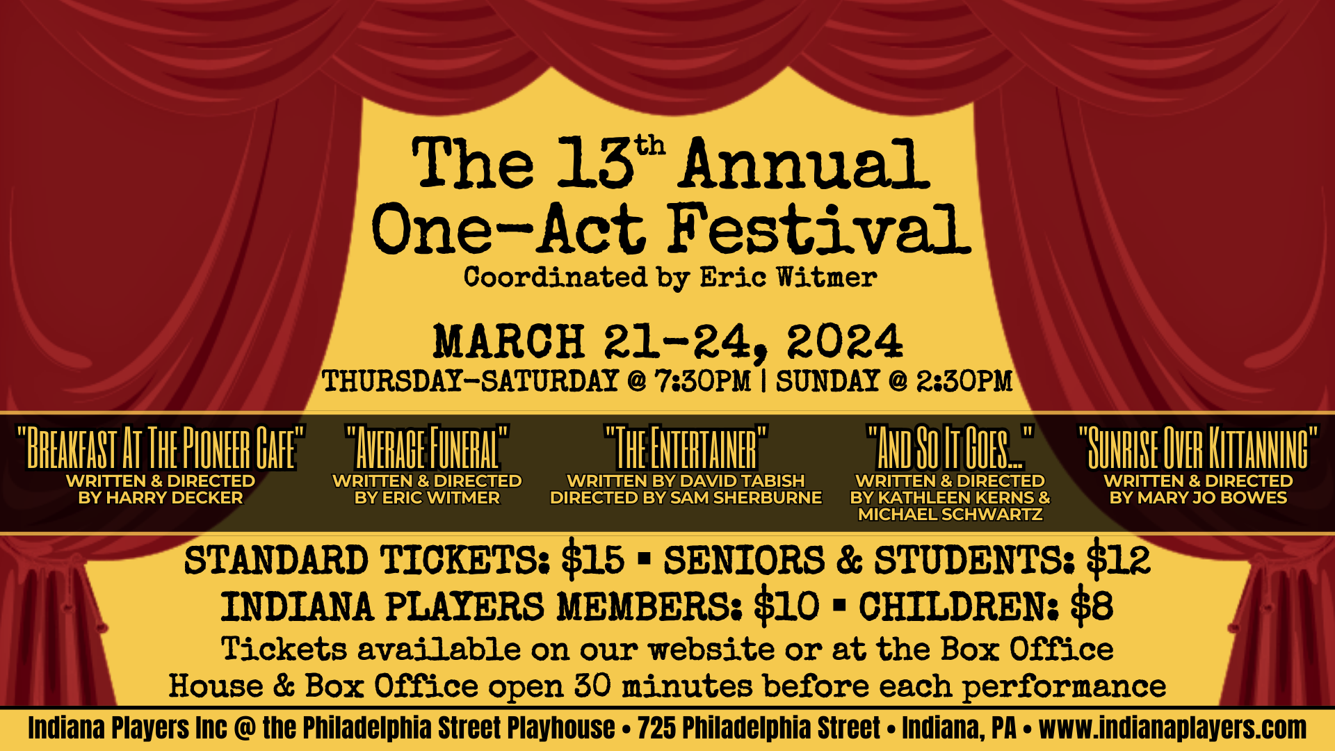 The 13th Annual OneAct Festival Indiana Players