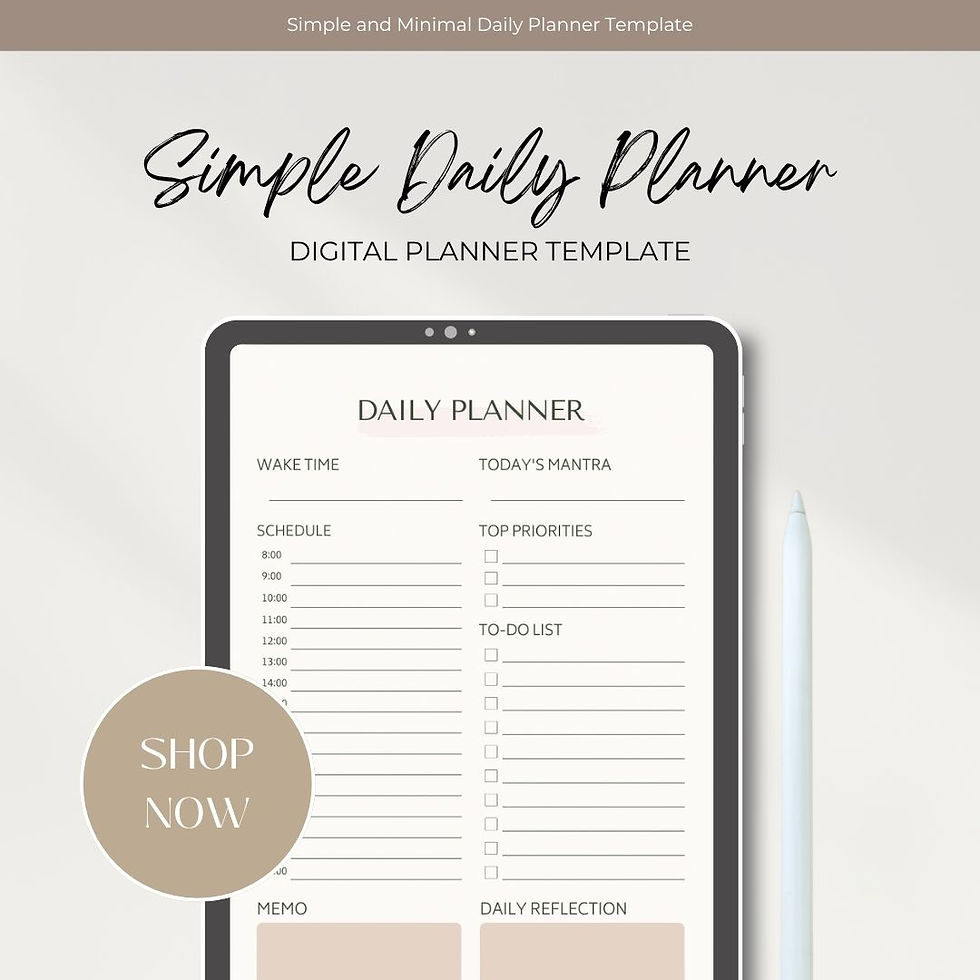 Simple Daily Planner – Digital Planner Template