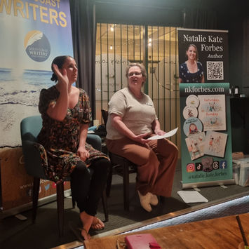 Natalie Kate Forbes and guest at Gold Coast Writers event