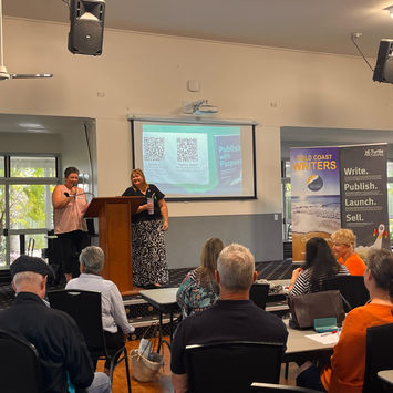 Two speakers presenting at Gold Coast Writers Association