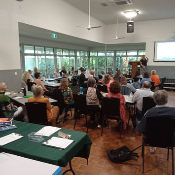 Gold Coast Writers meeting: Authors attentively listening to speaker