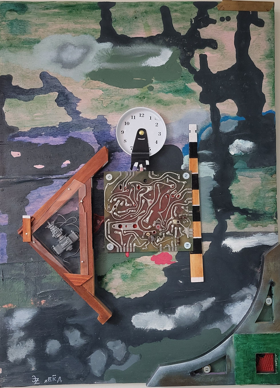 Collage With a White Clock