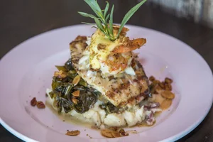 Seafood dinner at Boshamps on the Harborwalk in Destin Florida