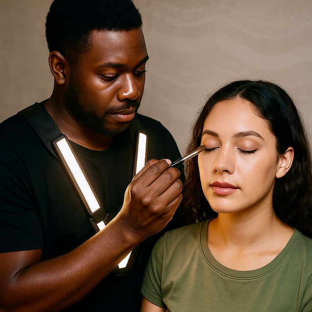 Makeup artist applying makeup