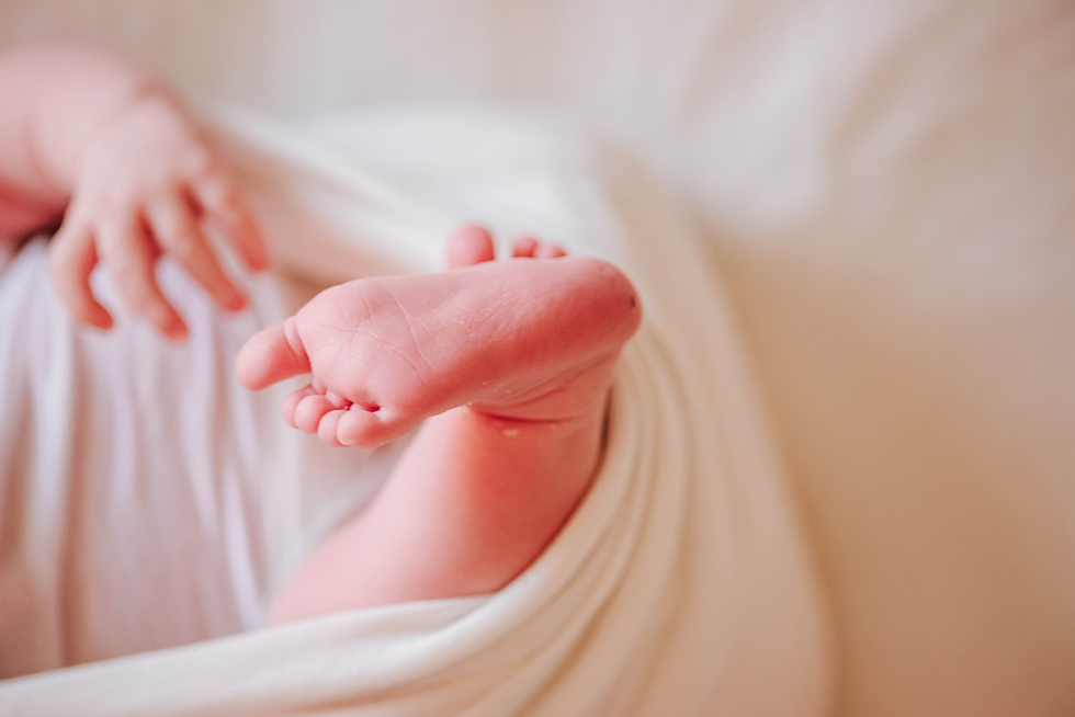 close up of newborn baby feet