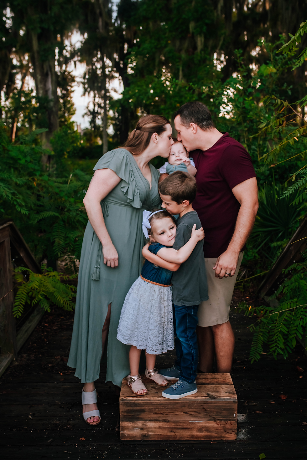family hugging for family photo