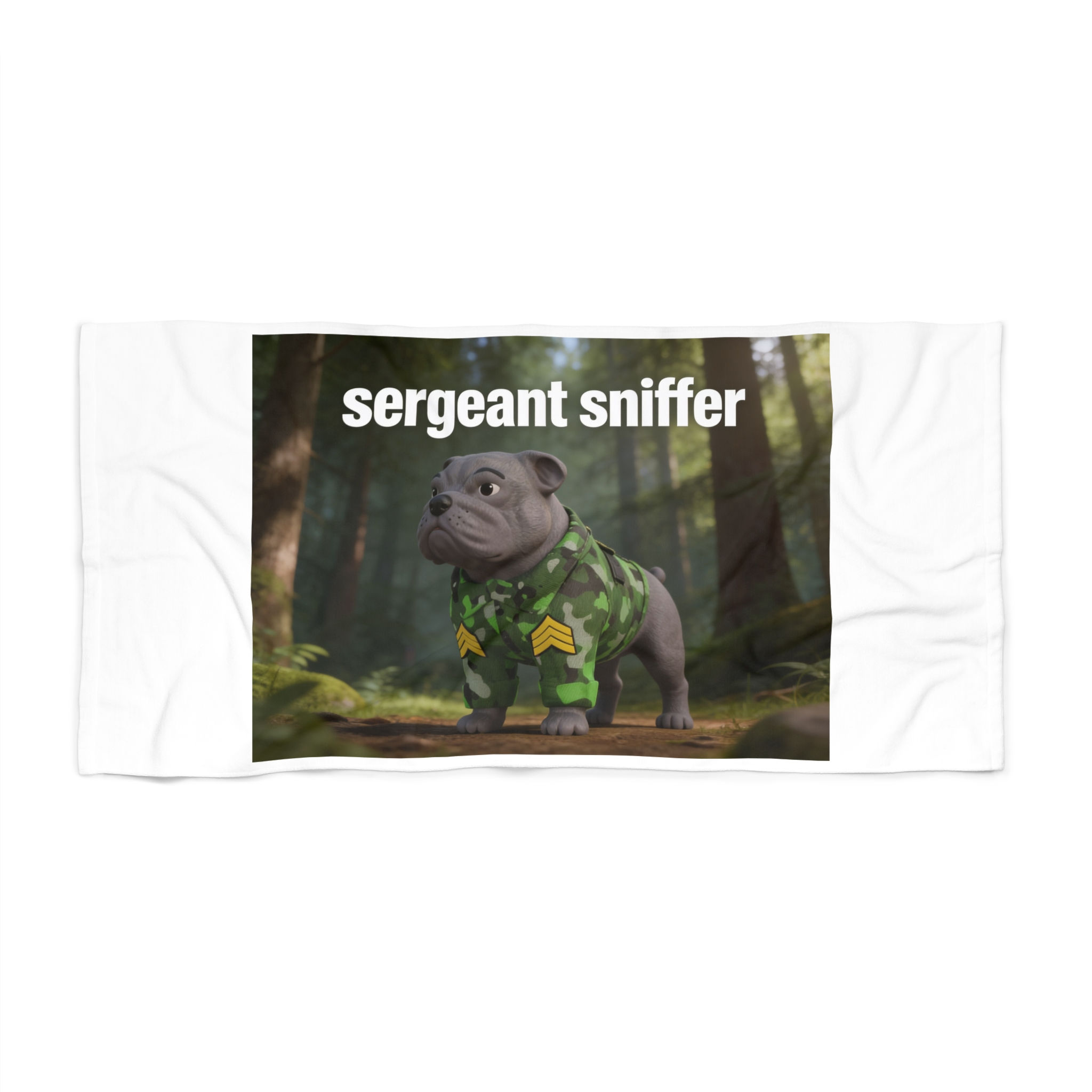 Sergeant Sniffer Beach Towel — Cute Military Bulldog Towel