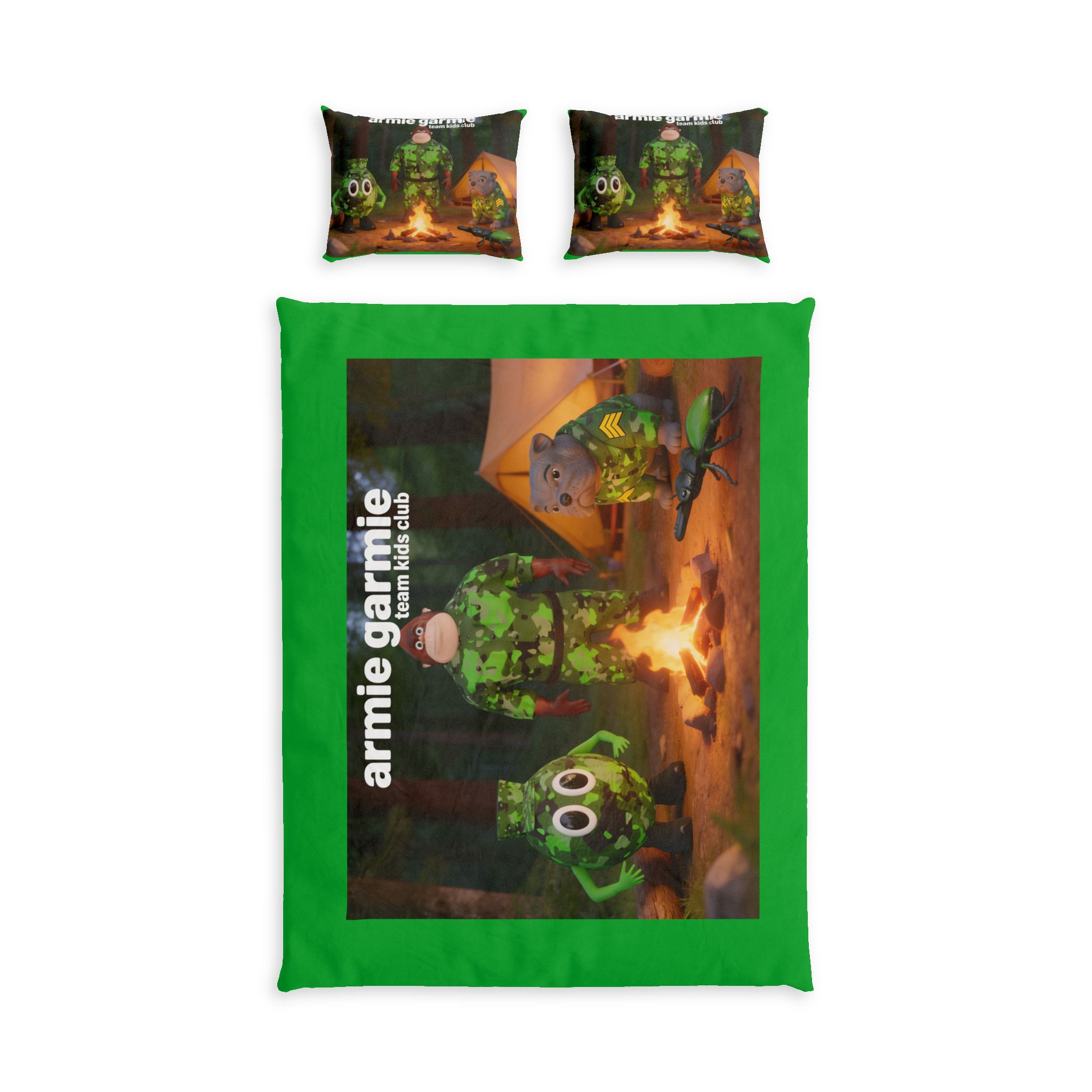 Camping Cartoon Cotton Duvet Cover Set – 'armie garmie' Kids Bedding