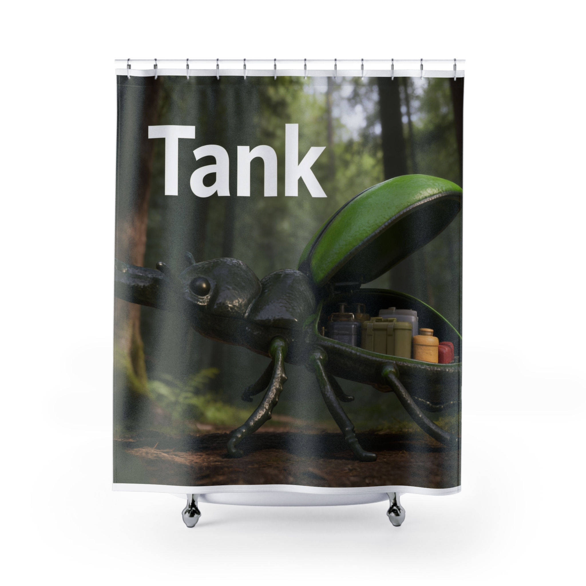 Shower Curtain — 'Tank' Beetle Forest Print