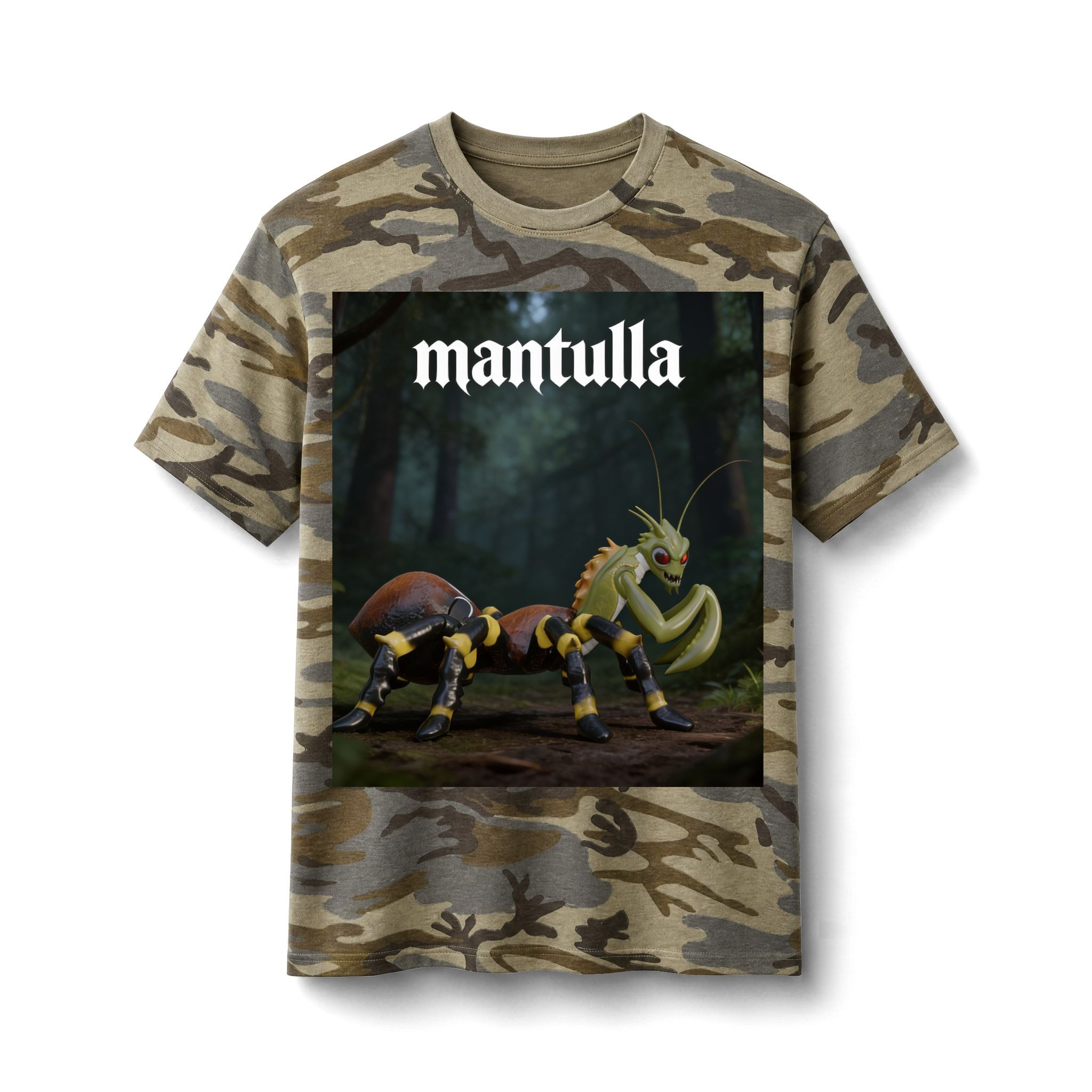 Camo Tee — 'mantulla' Insect Art Graphic Shirt