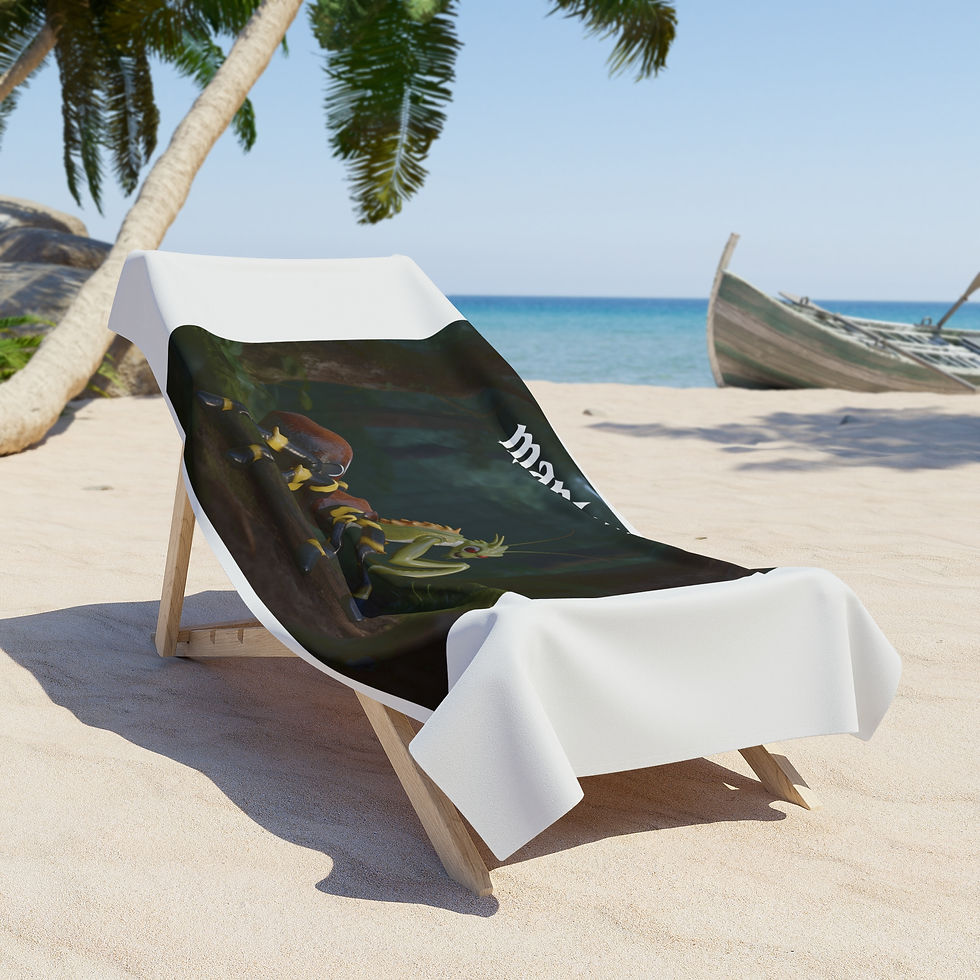 Thumbnail: Mantulla Creature Beach Towel — Fantasy Forest Bug Design