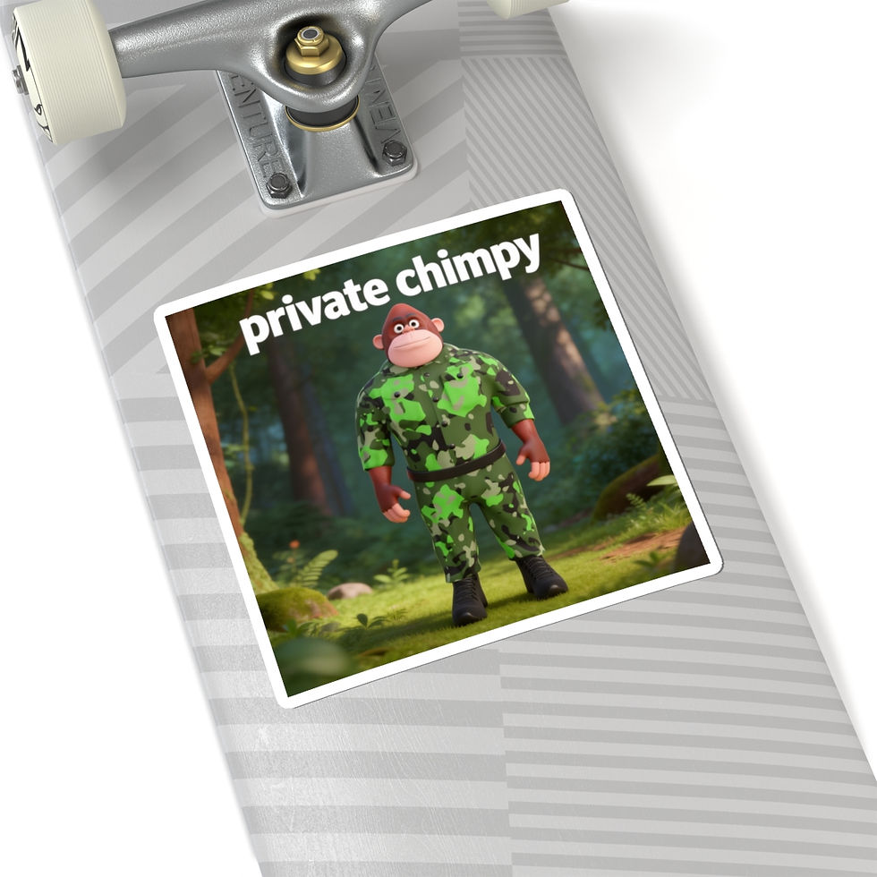 Thumbnail: Private Chimpy Camo Sticker — Cute Military Monkey Kiss-Cut Decal