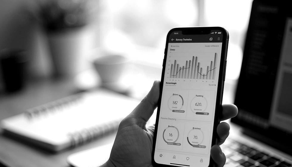 Close-up view of a smartphone showing social media analytics dashboard