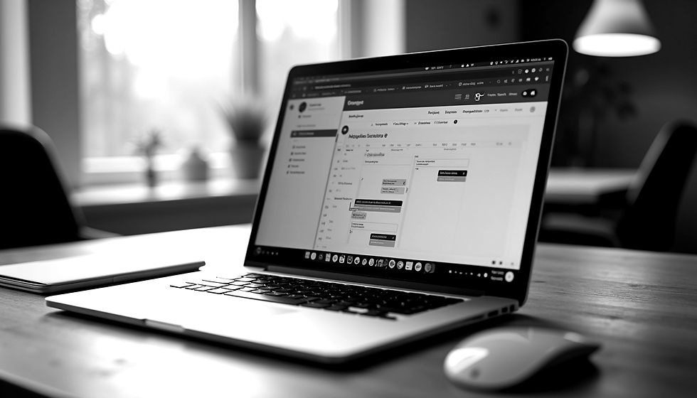 High angle view of a laptop screen showing social media scheduling software