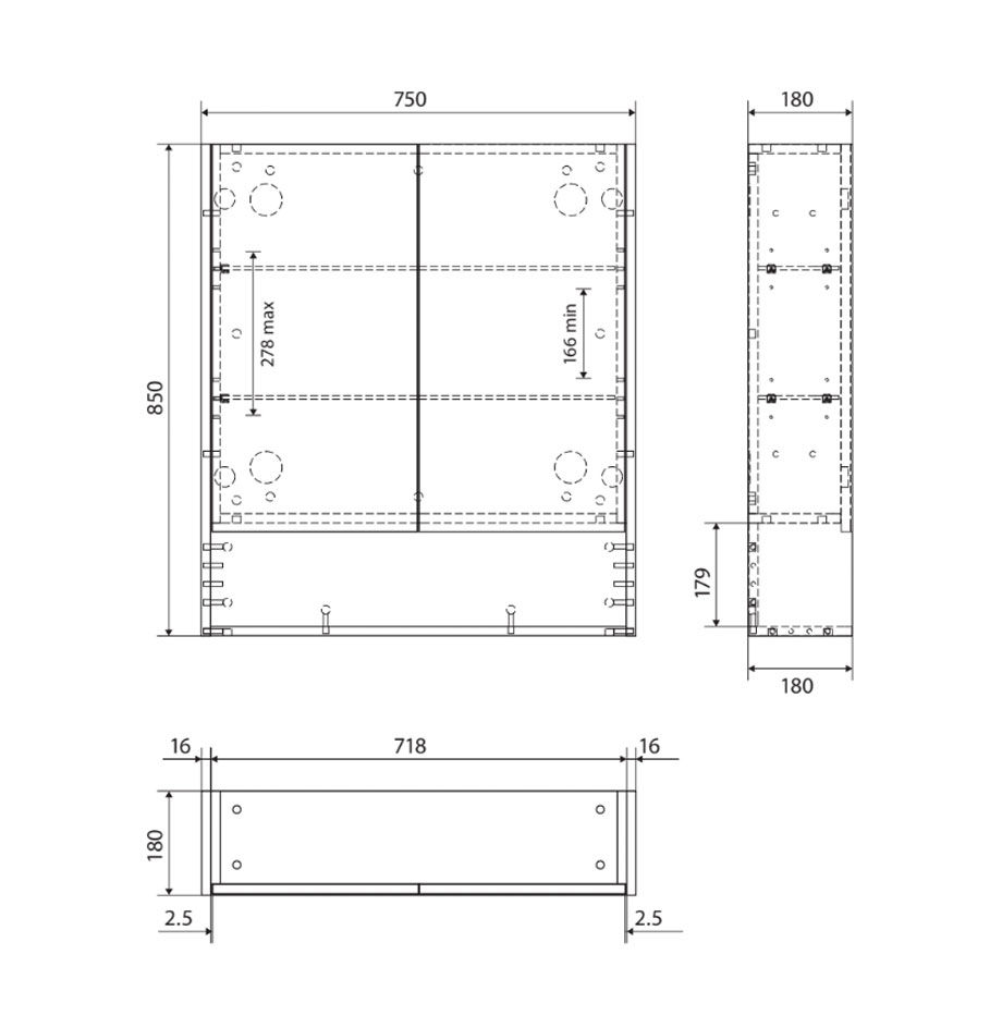 Thumbnail: 750 Undershelf Mirror Cabinet, Industrial