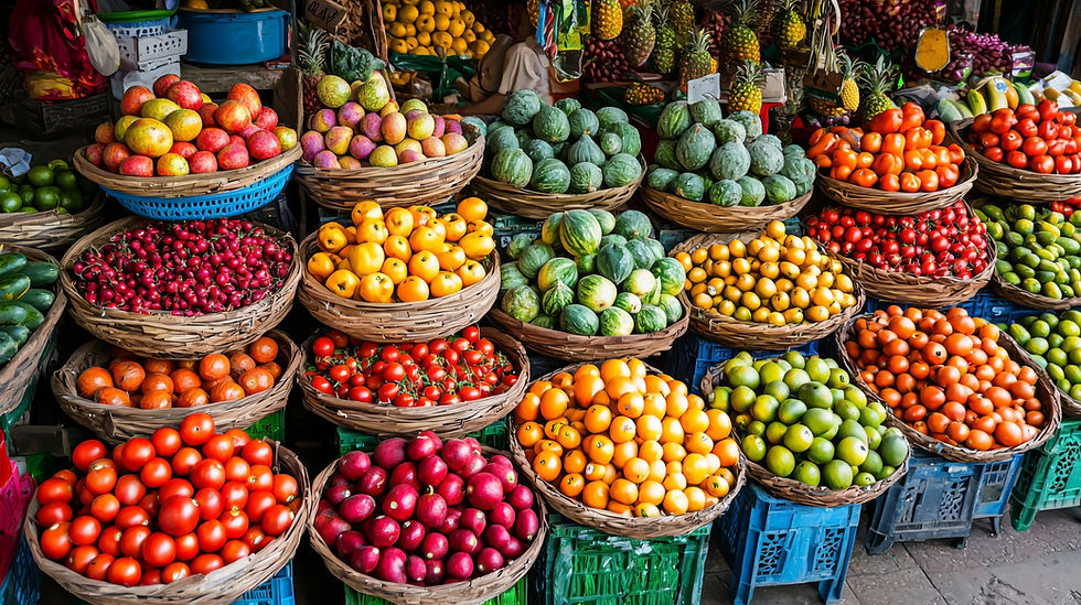 An image displaying the abundance mindset with colorful market produce