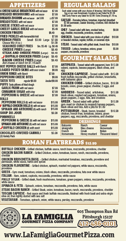 La Famiglia Menu page 3