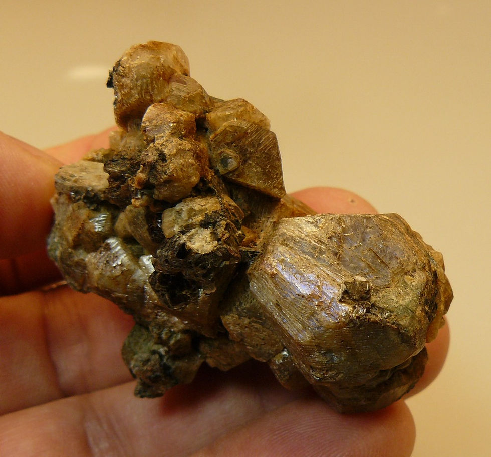 Thumbnail: Albite (var. Peristerite), Phlogopite, Fluorapatite, and Diopside