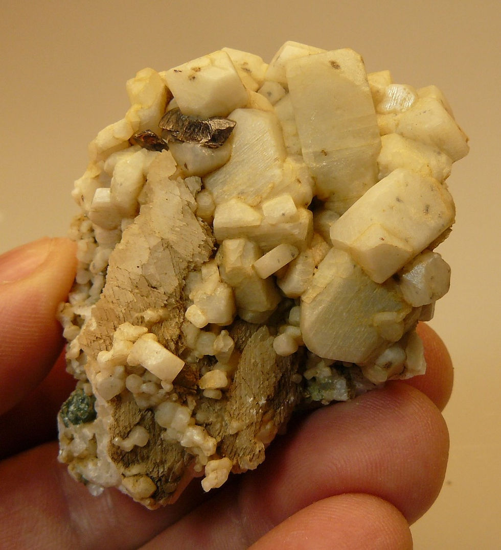 Thumbnail: Albite (var. Antiperthite) and Titanite with Calcite