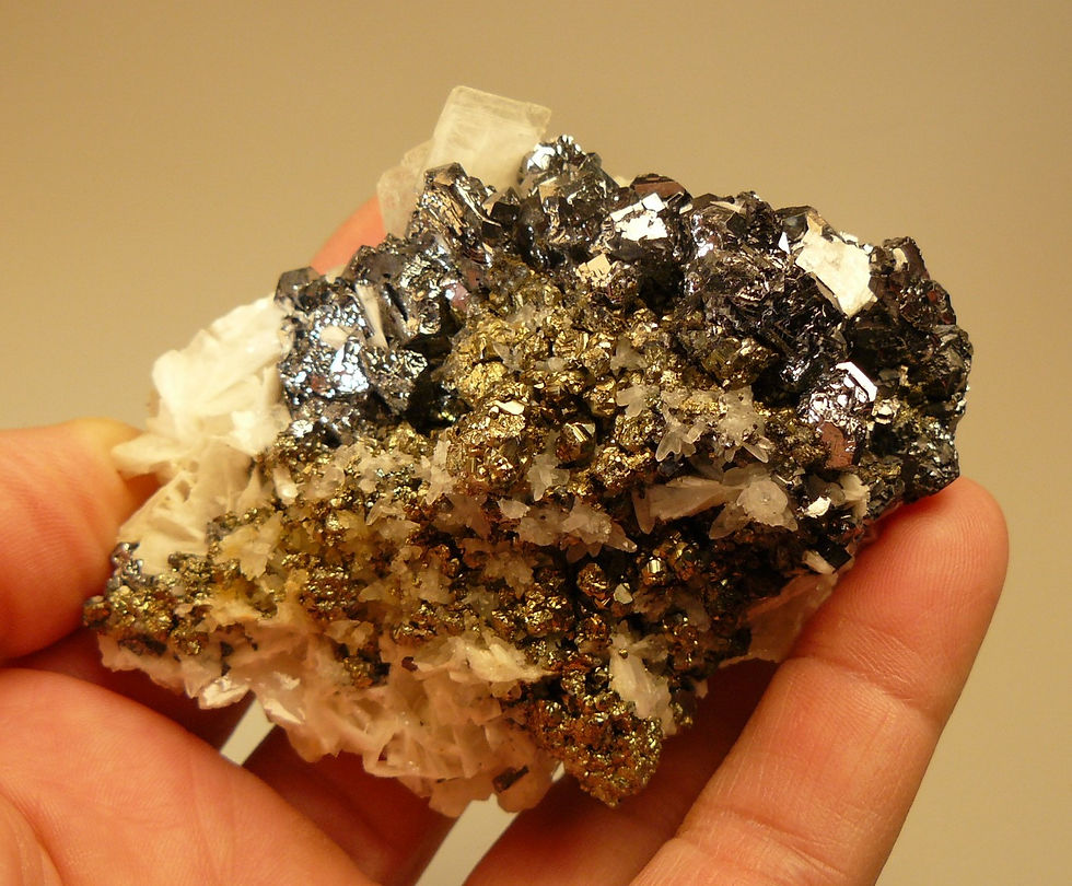 Thumbnail: Baryte, Quartz, Galena, Pyrite