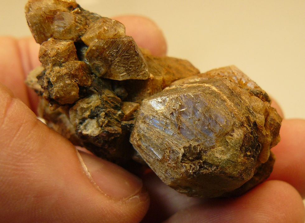 Thumbnail: Albite (var. Peristerite), Phlogopite, Fluorapatite, and Diopside
