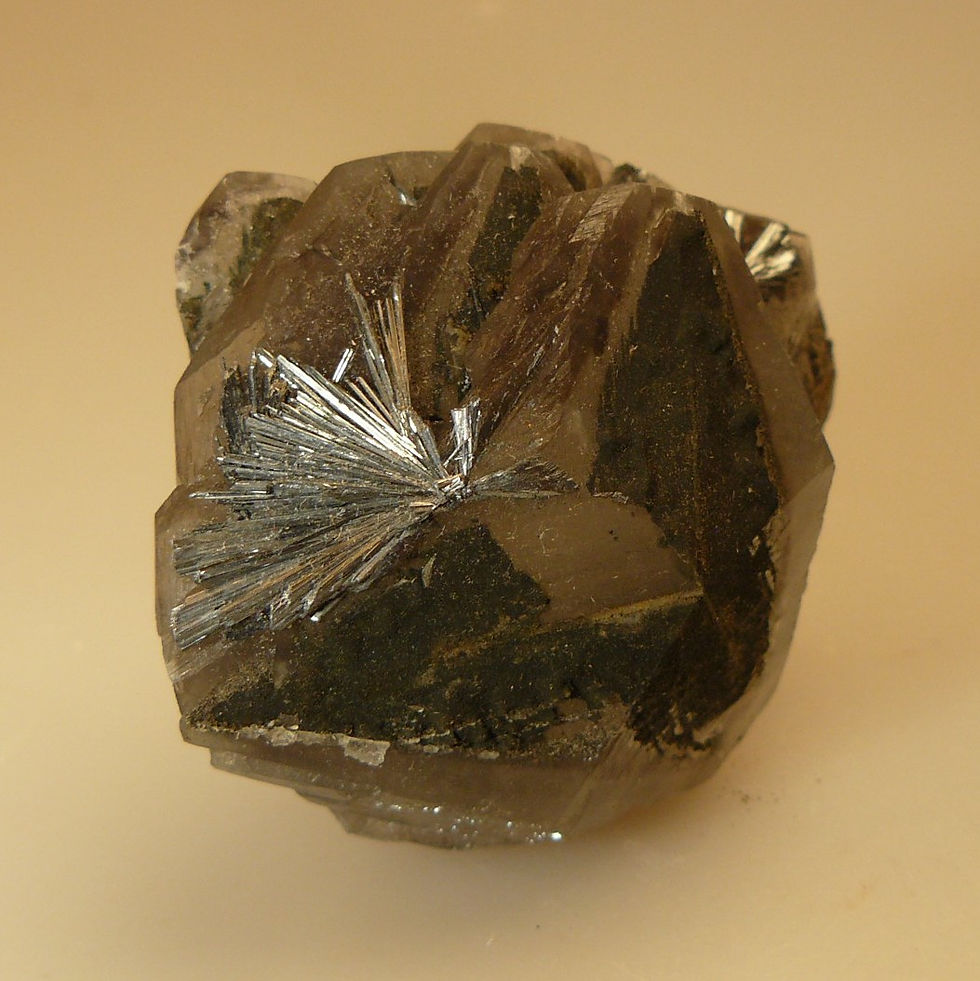 Thumbnail: Calcite, Stibnite, Pyrite
