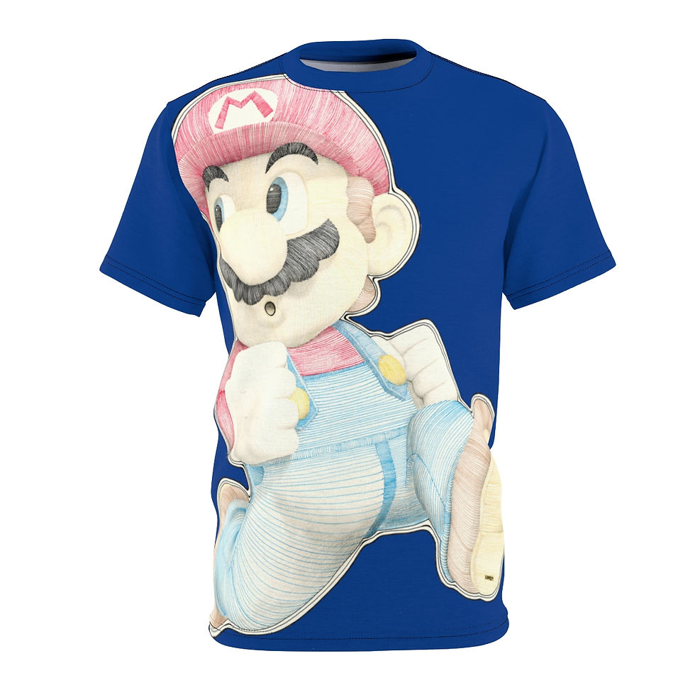Thumbnail: Unisex Short Sleeve Tee (AOP) - Mario Mario (dark blue)