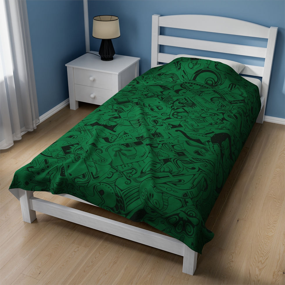 Thumbnail: Velveteen Plush Blanket - Spinnaroony (dark green)