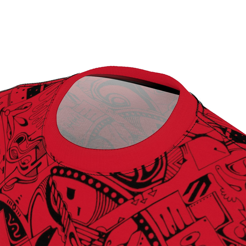 Thumbnail: Unisex Short Sleeve Tee (AOP) - Spinnaroony (dark red)