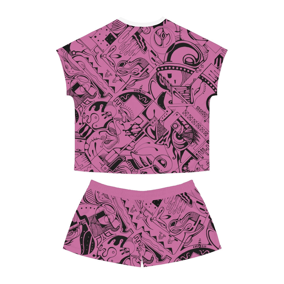 Thumbnail: Women's Short Pajama Set (AOP) - Spinnaroony (light pink)