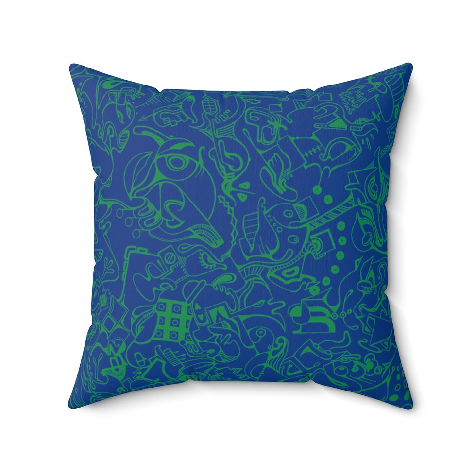 Thumbnail: Polyester Square Pillow - Spinnaroony 2 (dark blue)