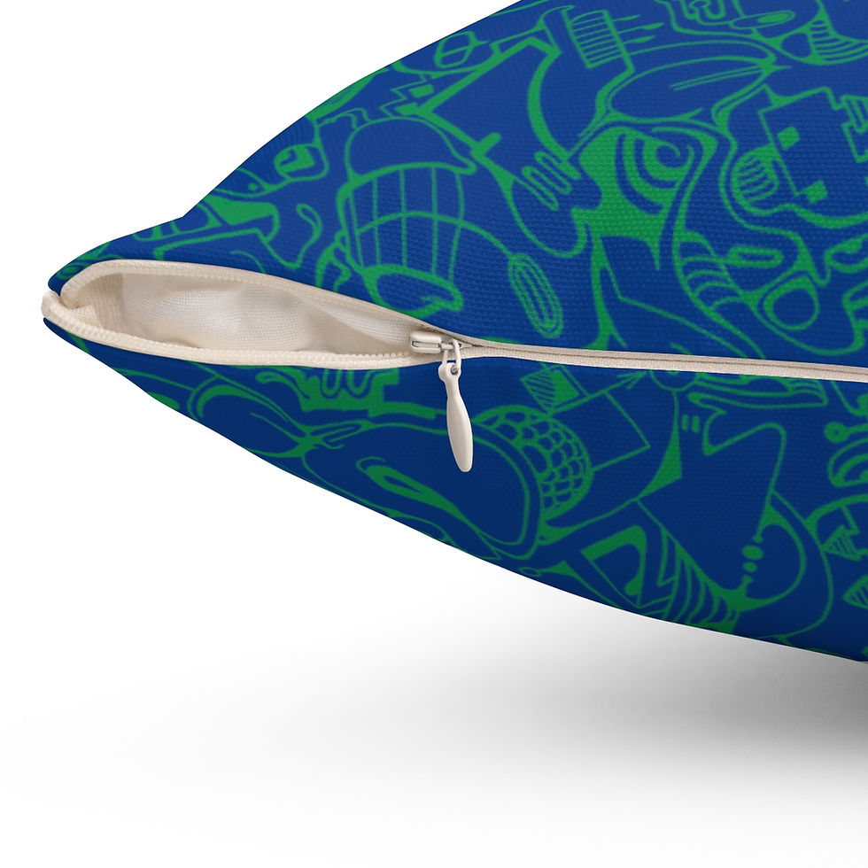 Thumbnail: Polyester Square Pillow - Spinnaroony 2 (dark blue)