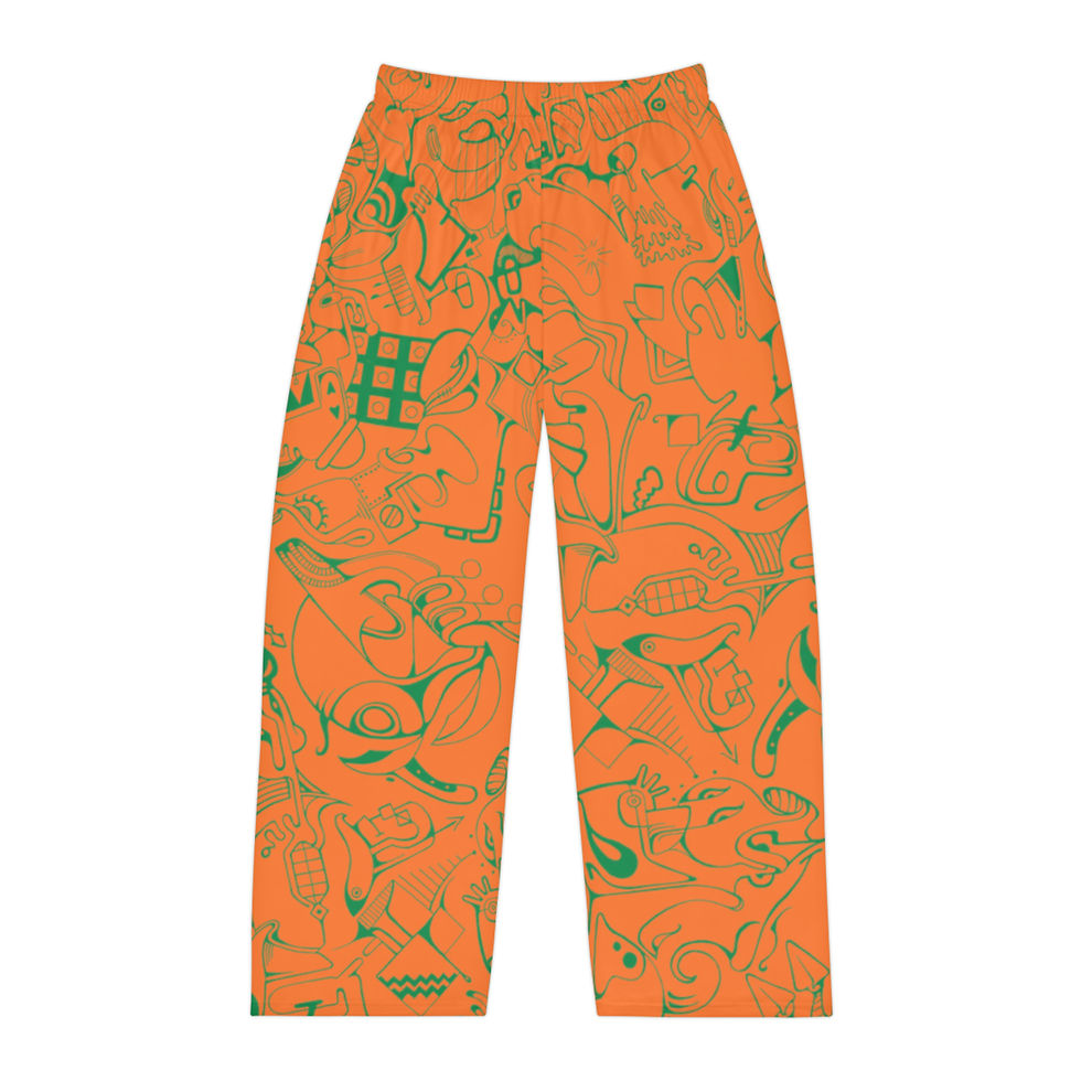 Thumbnail: Men's Pajama Pants (AOP) - Spinnaroony 2 (orange)