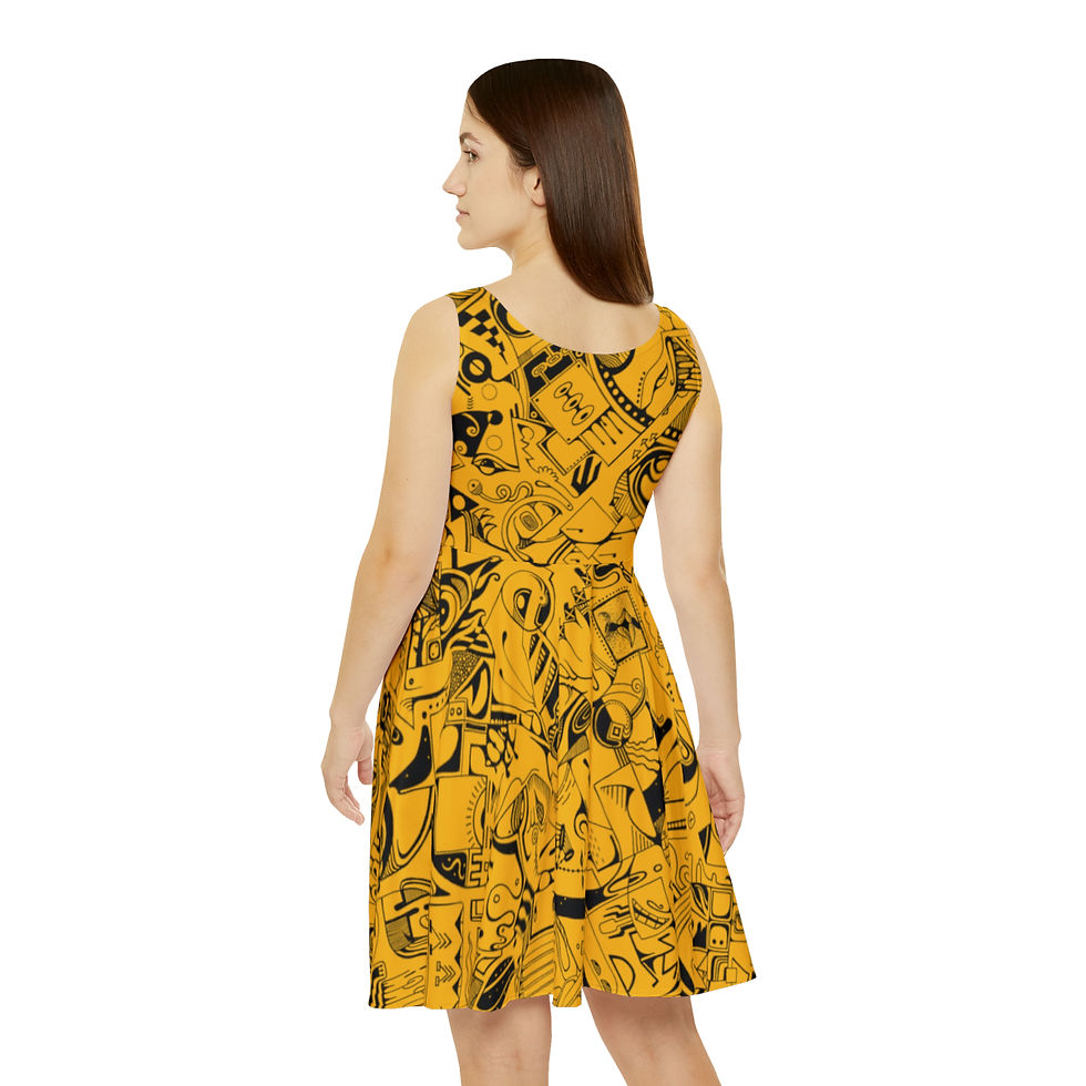 Thumbnail: Women's Skater Dress (AOP) - Spinnaroony (yellow)