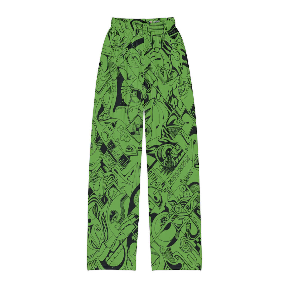 Kids Pajama Pants (AOP) - Spinnaroony (green)
