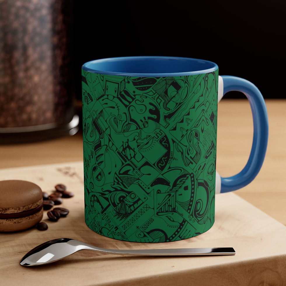 Thumbnail: Accent Coffee Mug, 11oz - Spinnaroony (dark green on black)