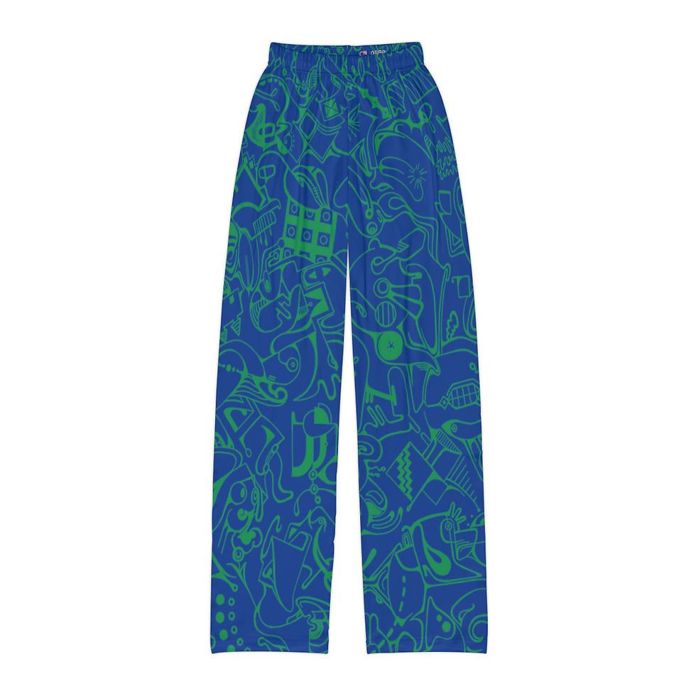 Kids Pajama Pants (AOP) - Spinnaroony 2 (dark blue)