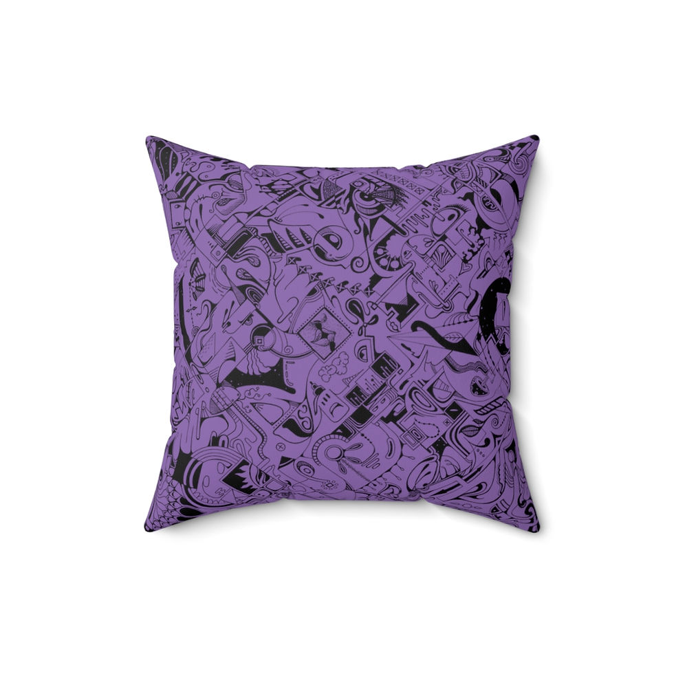Thumbnail: Polyester Square Pillow - Spinnaroony (light purple)