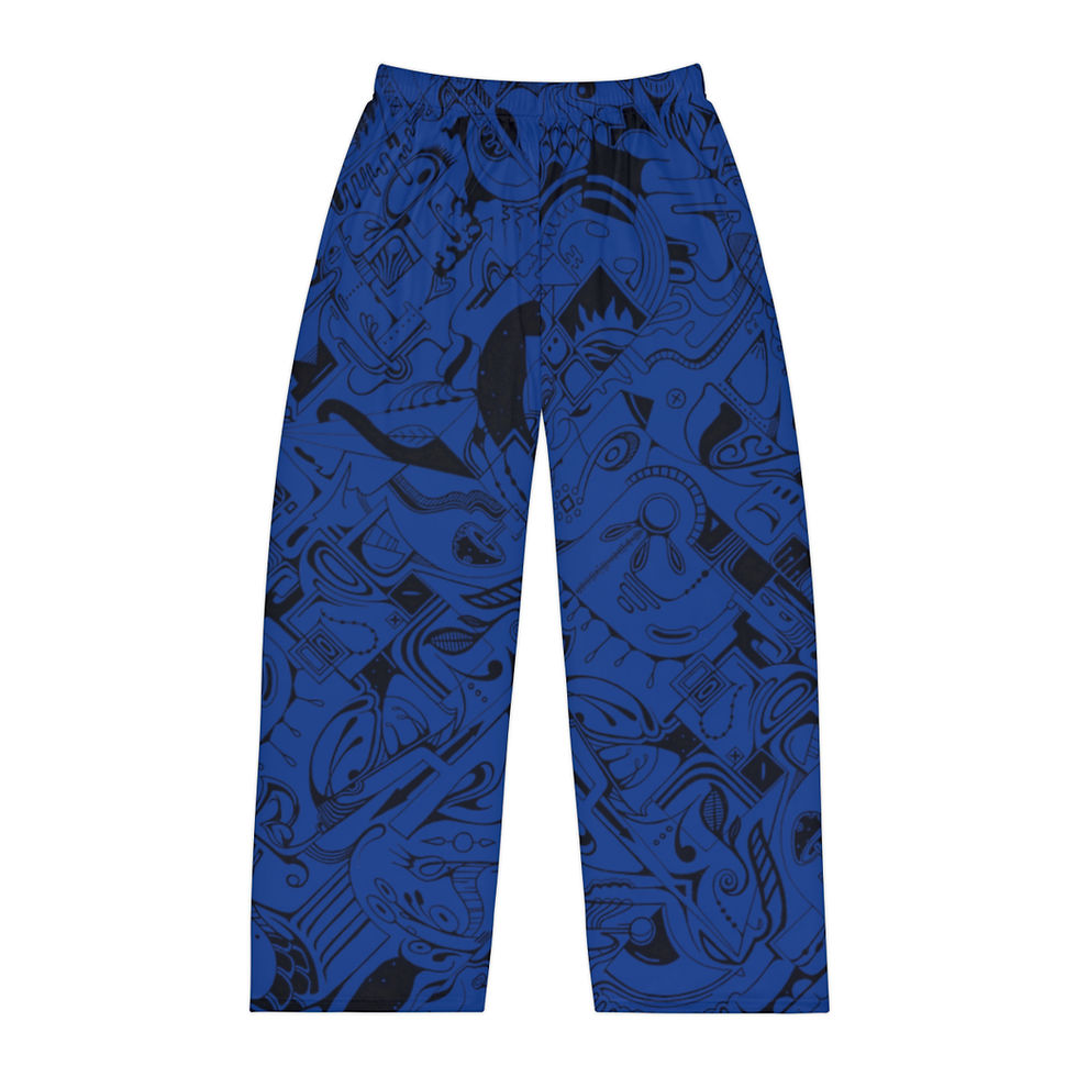 Thumbnail: Men's Pajama Pants (AOP) - Spinnaroony (dark blue)